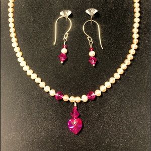 16” pearl & Swarovski Crystal necklace